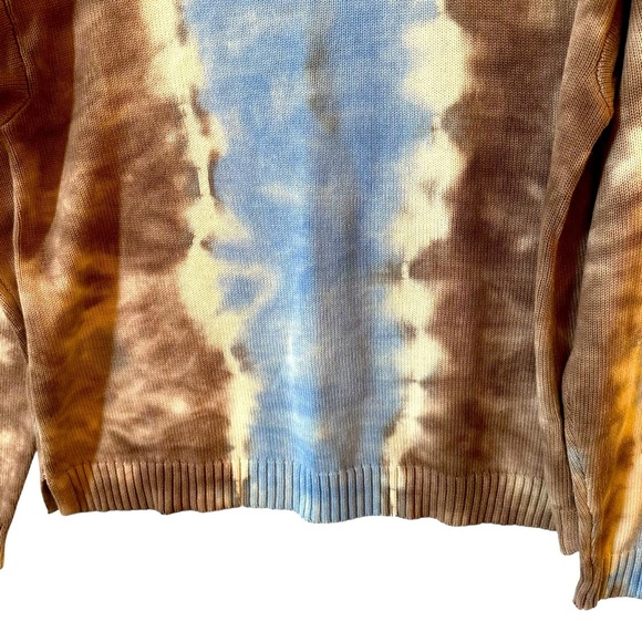 All Worthy | Women's Blue Tan Tie-Dye Crew Neck Sweater Size Medium - Picture 7 of 9